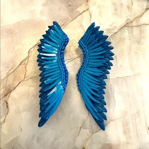 Mignonne Gavigan raffia madeleines in blue, EUC